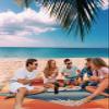 Beach Blanket, Japanese-Style Mount Fuji Cherry Blossom Sunset Orange Beach Mat 83"x79" Large Picnic Blanket,Sandproof Waterproof Outdoor Beach Blankets for Travel Camping Hiking Beach Vacation view 3
