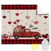 Beach Blanket, Valentine's Day Red Truck and Love Heart Beige Texture Beach Mat 95"x80" Large Picnic Blanket,Sandproof Waterproof Outdoor Beach Blankets for Travel Camping Hiking Beach Vacation view 1
