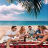 Beach Blanket, Valentine's Day Red Truck and Love Heart Beige Texture Beach Mat 95"x80" Large Picnic Blanket,Sandproof Waterproof Outdoor Beach Blankets for Travel Camping Hiking Beach Vacation view 3