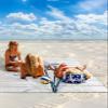 Beach Blanket, Abstract Transparent Purple Lilies Wood Grain Beach Mat 95"x80" Large Picnic Blanket,Sandproof Waterproof Outdoor Beach Blankets for Travel Camping Hiking Beach Vacation view 2