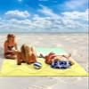 Beach Blanket, Summer Green White Yellow Simple Wave Striped Beach Mat 108"x84" Large Picnic Blanket,Sandproof Waterproof Outdoor Beach Blankets for Travel Camping Hiking Beach Vacation view 2