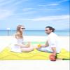 Beach Blanket, Summer Green White Yellow Simple Wave Striped Beach Mat 118"x108" Large Picnic Blanket,Sandproof Waterproof Outdoor Beach Blankets for Travel Camping Hiking Beach Vacation view 4