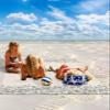 Beach Blanket, Ethnic Style Simple Flower Cotton Linen Beach Mat 118"x108" Large Picnic Blanket,Sandproof Waterproof Outdoor Beach Blankets for Travel Camping Hiking Beach Vacation view 2