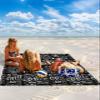 Beach Blanket, Mid-Century Modern Coffee Shop Letterings Patterns Black Beach Mat 83"x79" Large Picnic Blanket,Sandproof Waterproof Outdoor Beach Blankets for Travel Camping Hiking Beach Vacation view 2