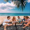 Beach Blanket, Mid-Century Modern Coffee Shop Letterings Patterns Black Beach Mat 83"x79" Large Picnic Blanket,Sandproof Waterproof Outdoor Beach Blankets for Travel Camping Hiking Beach Vacation view 3