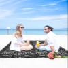 Beach Blanket, Mid-Century Modern Coffee Shop Letterings Patterns Black Beach Mat 83"x79" Large Picnic Blanket,Sandproof Waterproof Outdoor Beach Blankets for Travel Camping Hiking Beach Vacation view 4