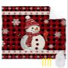 Beach Blanket, Christmas Tres Snowman Snowflake Black and Red Plaid Buffalo Beach Mat 83"x79" Large Picnic Blanket,Sandproof Waterproof Outdoor Beach Blankets for Travel Camping Hiking Beach Vacation view 1