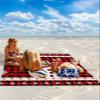 Beach Blanket, Christmas Tres Snowman Snowflake Black and Red Plaid Buffalo Beach Mat 83"x79" Large Picnic Blanket,Sandproof Waterproof Outdoor Beach Blankets for Travel Camping Hiking Beach Vacation view 2