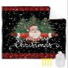 Beach Blanket, Merry Christmas Santa Xmas Tree Winter Snow Red Plaid Beach Mat 95"x80" Large Picnic Blanket,Sandproof Waterproof Outdoor Beach Blankets for Travel Camping Hiking Beach Vacation view 1