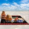 Beach Blanket, Merry Christmas Santa Xmas Tree Winter Snow Red Plaid Beach Mat 95"x80" Large Picnic Blanket,Sandproof Waterproof Outdoor Beach Blankets for Travel Camping Hiking Beach Vacation view 2