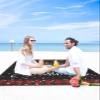 Beach Blanket, Merry Christmas Santa Xmas Tree Winter Snow Red Plaid Beach Mat 95"x80" Large Picnic Blanket,Sandproof Waterproof Outdoor Beach Blankets for Travel Camping Hiking Beach Vacation view 4