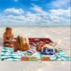 Beach Blanket, Merry Christmas Xmas Tree Snowman Red Black Plaid Beach Mat 108"x84" Large Picnic Blanket,Sandproof Waterproof Outdoor Beach Blankets for Travel Camping Hiking Beach Vacation view 2