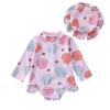 Hnyenmcko Infant Toddler Baby Girl One-Piece Swimsuit Floral/Flamingo Print Zipper Long Sleeve Ruffled Swimwear Bathing Suit (Hat-Shell, 12-18 Months) view 1