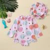 Hnyenmcko Infant Toddler Baby Girl One-Piece Swimsuit Floral/Flamingo Print Zipper Long Sleeve Ruffled Swimwear Bathing Suit (Hat-Shell, 12-18 Months) view 2