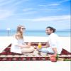 Beach Blanket, Christmas Tres Snowman Snowflake Black and Red Plaid Buffalo Beach Mat 118"x108" Large Picnic Blanket,Sandproof Waterproof Outdoor Beach Blankets for Travel Camping Hiking view 4