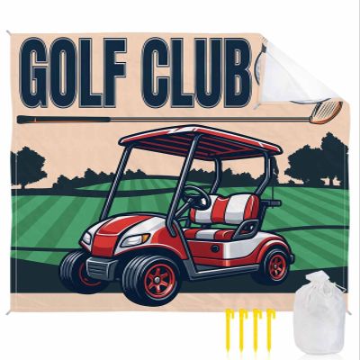 Beach Blanket, GOLF CLUB Ball Sports Theme Cartoon Golf Cart Pattern Beach Mat 95"x80" Large Picnic Blanket,Sandproof Waterproof Outdoor Beach Blankets for Travel Camping Hiking Beach Vacation