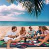 Beach Blanket, GOLF CLUB Ball Sports Theme Cartoon Golf Cart Pattern Beach Mat 95"x80" Large Picnic Blanket,Sandproof Waterproof Outdoor Beach Blankets for Travel Camping Hiking Beach Vacation view 3
