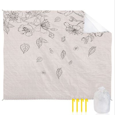 Beach Blanket, Flowers Leaves and Polka Dot Texture on Cotton Linen Beach Mat 83"x79" Large Picnic Blanket,Sandproof Waterproof Outdoor Beach Blankets for Travel Camping Hiking Beach Vacation