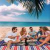 Beach Blanket, Independence Day Classic Boots And Stars On Red Blue Stripes Beach Mat 83"x79" Large Picnic Blanket,Sandproof Waterproof Outdoor Beach Blankets for Travel Camping Hiking Beach Vacation view 3