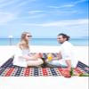 Beach Blanket, Independence Day Classic Boots And Stars On Red Blue Stripes Beach Mat 83"x79" Large Picnic Blanket,Sandproof Waterproof Outdoor Beach Blankets for Travel Camping Hiking Beach Vacation view 4