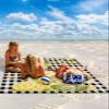 Beach Blanket, Summer Lemon Tree Gnome Black and White Plaid Buffalo Beach Mat 83"x79" Large Picnic Blanket,Sandproof Waterproof Outdoor Beach Blankets for Travel Camping Hiking Beach Vacation view 2