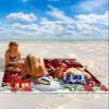 Beach Blanket, Happy Christmas Snowman Snowflake on Red and Black Buffalo Check Beach Mat 83"x79" Large Picnic Blanket,Sandproof Waterproof Outdoor Beach Blankets for Travel Camping Hiking view 2