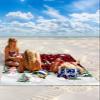 Beach Blanket, Christmas Snowman Xmas Tree Red Black Buffalo Plaid Beach Mat 108"x84" Large Picnic Blanket,Sandproof Waterproof Outdoor Beach Blankets for Travel Camping Hiking Beach Vacation view 2