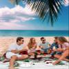 Beach Blanket, Christmas Snowman Xmas Tree Red Black Buffalo Plaid Beach Mat 108"x84" Large Picnic Blanket,Sandproof Waterproof Outdoor Beach Blankets for Travel Camping Hiking Beach Vacation view 3