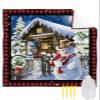 Beach Blanket, Christmas Cute Snowman with Red Bird Black Buffalo Plaid Beach Mat 83"x79" Large Picnic Blanket,Sandproof Waterproof Outdoor Beach Blankets for Travel Camping Hiking Beach Vacation view 1