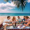 Beach Blanket, Christmas Cute Snowman with Red Bird Black Buffalo Plaid Beach Mat 83"x79" Large Picnic Blanket,Sandproof Waterproof Outdoor Beach Blankets for Travel Camping Hiking Beach Vacation view 3