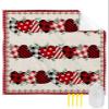 Beach Blanket, Valentine's Day Red Love Heart with Eucalyptus Leaves Bohemian Beach Mat 95"x80" Large Picnic Blanket,Sandproof Waterproof Outdoor Beach Blankets for Travel Camping Hiking view 1