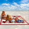 Beach Blanket, Valentine's Day Red Love Heart with Eucalyptus Leaves Bohemian Beach Mat 95"x80" Large Picnic Blanket,Sandproof Waterproof Outdoor Beach Blankets for Travel Camping Hiking view 2