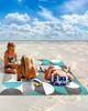 Beach Blanket, Retro Middle Ages Abstract Geometic Teal Gray Pattern Beach Mat 95"x80" Large Picnic Blanket,Sandproof Waterproof Outdoor Beach Blankets for Travel Camping Hiking Beach Vacation view 2
