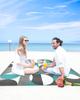 Beach Blanket, Retro Middle Ages Abstract Geometic Teal Gray Pattern Beach Mat 95"x80" Large Picnic Blanket,Sandproof Waterproof Outdoor Beach Blankets for Travel Camping Hiking Beach Vacation view 4