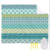 Beach Blanket, Boho Geometric Floral Stripe Ethnic Turquoise Teal Green Beach Mat 95"x80" Large Picnic Blanket,Sandproof Waterproof Outdoor Beach Blankets for Travel Camping Hiking Beach Vacation view 1