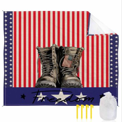 Beach Blanket, Independence Day Boots Stars On Stars And Stripes Freedom Beach Mat 83"x79" Large Picnic Blanket,Sandproof Waterproof Outdoor Beach Blankets for Travel Camping Hiking Beach Vacation