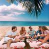 Beach Blanket, Romantic Red Pink Love Heart Tree Valentine's Day Beach Mat 83"x79" Large Picnic Blanket,Sandproof Waterproof Outdoor Beach Blankets for Travel Camping Hiking Beach Vacation view 3
