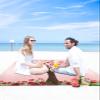 Beach Blanket, Romantic Red Pink Love Heart Tree Valentine's Day Beach Mat 83"x79" Large Picnic Blanket,Sandproof Waterproof Outdoor Beach Blankets for Travel Camping Hiking Beach Vacation view 4