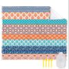 Beach Blanket, Boho Geometric Floral Stripe Ethnic Turquoise Orange Blue Beach Mat 95"x80" Large Picnic Blanket,Sandproof Waterproof Outdoor Beach Blankets for Travel Camping Hiking Beach Vacation view 1
