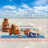 Beach Blanket, Boho Geometric Floral Stripe Ethnic Turquoise Orange Blue Beach Mat 95"x80" Large Picnic Blanket,Sandproof Waterproof Outdoor Beach Blankets for Travel Camping Hiking Beach Vacation view 2