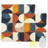 Beach Blanket, Retro Middle Ages Abstract Geometic Orange Blue Pattern Beach Mat 95"x80" Large Picnic Blanket,Sandproof Waterproof Outdoor Beach Blankets for Travel Camping Hiking Beach Vacation view 1