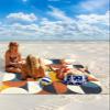 Beach Blanket, Retro Middle Ages Abstract Geometic Orange Blue Pattern Beach Mat 95"x80" Large Picnic Blanket,Sandproof Waterproof Outdoor Beach Blankets for Travel Camping Hiking Beach Vacation view 2