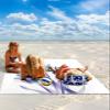 Beach Blanket, Abstract Transparent Flower Tulip Blue Purple Beach Mat 83"x79" Large Picnic Blanket,Sandproof Waterproof Outdoor Beach Blankets for Travel Camping Hiking Beach Vacation view 2