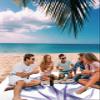 Beach Blanket, Abstract Transparent Flower Tulip Blue Purple Beach Mat 83"x79" Large Picnic Blanket,Sandproof Waterproof Outdoor Beach Blankets for Travel Camping Hiking Beach Vacation view 3