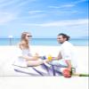 Beach Blanket, Abstract Transparent Flower Tulip Blue Purple Beach Mat 83"x79" Large Picnic Blanket,Sandproof Waterproof Outdoor Beach Blankets for Travel Camping Hiking Beach Vacation view 4