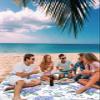 Beach Blanket, Watercolor Hydrangea Spring Summer Flowers Floral Beach Mat 83"x79" Large Picnic Blanket,Sandproof Waterproof Outdoor Beach Blankets for Travel Camping Hiking Beach Vacation view 3