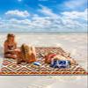 Beach Blanket, Vintage Geometric American Tribal Pattern Brown Texture Beach Mat 118"x108" Large Picnic Blanket,Sandproof Waterproof Outdoor Beach Blankets for Travel Camping Hiking Beach Vacation view 2