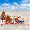 Beach Blanket, Happy Valentine's Day Love Gnome Rose Flowers Red Stripes Linen Beach Mat 83"x79" Large Picnic Blanket,Sandproof Waterproof Outdoor Beach Blankets for Travel Camping Hiking view 2