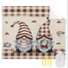 Beach Blanket, Coffee Gnome Coffee Beans with Brown Plaid Rustic Cotton Linen Background Beach Mat 95"x80" Large Picnic Blanket,Sandproof Waterproof Outdoor Beach Blankets for Travel Camping Hiking view 1