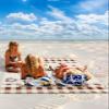 Beach Blanket, Coffee Gnome Coffee Beans with Brown Plaid Rustic Cotton Linen Background Beach Mat 95"x80" Large Picnic Blanket,Sandproof Waterproof Outdoor Beach Blankets for Travel Camping Hiking view 2